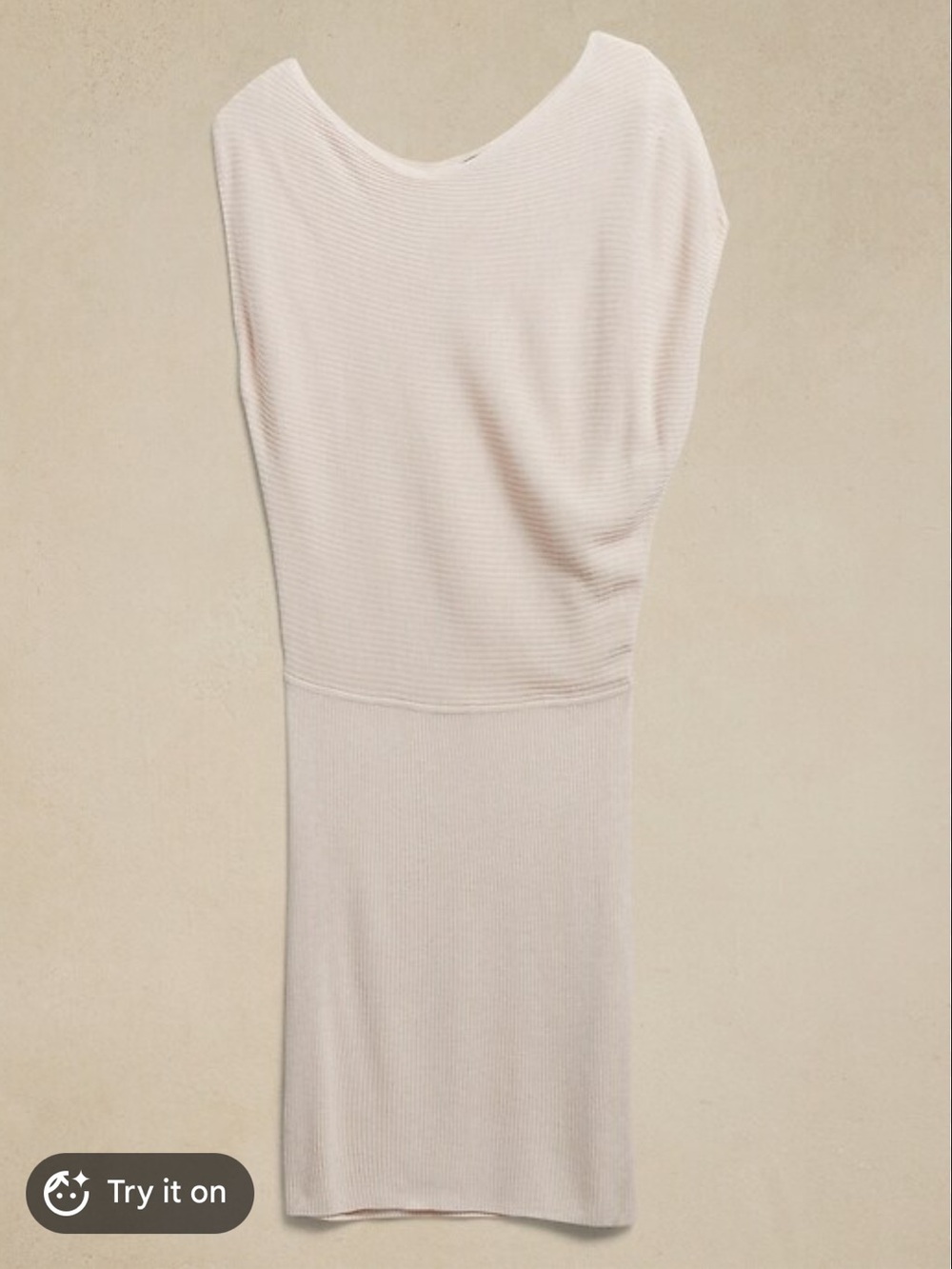 Banana Republic off the shoulder rib knit dress in light beige